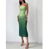 imageMakeMeChic Womens Strapless Maxi Dress Cocktail Mesh Ombre Bodycon Tube DressesOmbre Green