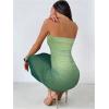 imageMakeMeChic Womens Strapless Maxi Dress Cocktail Mesh Ombre Bodycon Tube DressesOmbre Green
