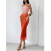 imageMakeMeChic Womens Strapless Maxi Dress Cocktail Mesh Ombre Bodycon Tube DressesOmbre Red