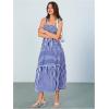 imageMakeMeChic Womens Striped Tie Shoulder Sleeveless A Line Camis Dress Ruffle Summer Long DressBlue and White