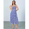 imageMakeMeChic Womens Striped Tie Shoulder Sleeveless A Line Camis Dress Ruffle Summer Long DressBlue and White