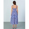 imageMakeMeChic Womens Striped Tie Shoulder Sleeveless A Line Camis Dress Ruffle Summer Long DressBlue and White