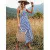 imageMakeMeChic Womens Striped Tie Shoulder Sleeveless A Line Camis Dress Ruffle Summer Long DressBlue and White B