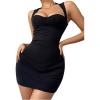 imageMakeMeChic Womens Heart Cut Out Tank Dress Sleeveless Bodycon Party Mini DressesBlack