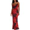 imageMakeMeChic Womens Mesh Cheetah Floral Maxi Coverup Dress Cowlneck Backless Criss Cross Beach DressDark Red