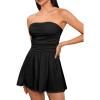 imageMakeMeChic Womens Party Tube Top Dress Strapless Mini Dress Ruched A Line Flare Ruffle Going Out Short DressBlack