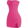 imageMakeMeChic Womens Strapless Dress Y2K Short Split Bodycon Mini Tube Party DressesPink