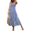imageMakeMeChic Womens Striped Tie Shoulder Sleeveless A Line Camis Dress Ruffle Summer Long DressBlue and White B