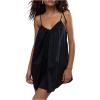 imageMakeMeChic Womens V Neck Sleeveless Cami Dress Spaghetti Strap Tie Shoulder Summer Mini DressesBlack