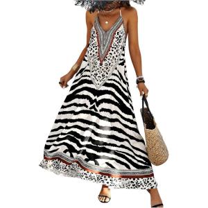imageMakeMeChic Womens Boho Maxi Dress Halter Backless Casual Dresses Summer Long DressesMulticolor