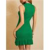imageMakeMeChic Womens 2025 Summer Dress Casual Crochet Ribbed Knit Ruffle Hem Sleeveless Bodycon Tank Mini DressesGreen