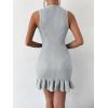 imageMakeMeChic Womens 2025 Summer Dress Casual Crochet Ribbed Knit Ruffle Hem Sleeveless Bodycon Tank Mini DressesGrey