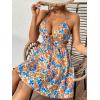imageMakeMeChic Womens Boho Floral Cami Dress Sleeveless V Neck Cut Out Short A Line Summer DressMulticolor