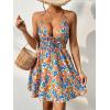 imageMakeMeChic Womens Boho Floral Cami Dress Sleeveless V Neck Cut Out Short A Line Summer DressMulticolor