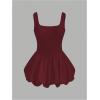 imageMakeMeChic Womens Casual Bubble Dress Square Neck Sleeveless Ruffle Mini DressesBurgundy