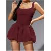 imageMakeMeChic Womens Casual Bubble Dress Square Neck Sleeveless Ruffle Mini DressesBurgundy