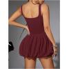 imageMakeMeChic Womens Casual Bubble Dress Square Neck Sleeveless Ruffle Mini DressesBurgundy