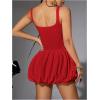 imageMakeMeChic Womens Casual Bubble Dress Square Neck Sleeveless Ruffle Mini DressesRed