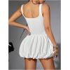 imageMakeMeChic Womens Casual Bubble Dress Square Neck Sleeveless Ruffle Mini DressesWhite