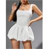 imageMakeMeChic Womens Casual Bubble Dress Square Neck Sleeveless Ruffle Mini DressesWhite