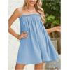 imageMakeMeChic Womens Casual Sleeveless Summer Cami Dress Ruffle Swing Shirred Mini Short DressLight Blue