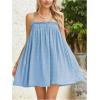 imageMakeMeChic Womens Casual Sleeveless Summer Cami Dress Ruffle Swing Shirred Mini Short DressLight Blue