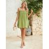 imageMakeMeChic Womens Casual Sleeveless Summer Cami Dress Ruffle Swing Shirred Mini Short DressLime Green