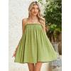 imageMakeMeChic Womens Casual Sleeveless Summer Cami Dress Ruffle Swing Shirred Mini Short DressLime Green