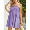 imageMakeMeChic Womens Casual Sleeveless Summer Cami Dress Ruffle Swing Shirred Mini Short DressMauve Purple