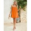 imageMakeMeChic Womens Casual Sleeveless Summer Cami Dress Ruffle Swing Shirred Mini Short DressOrange