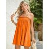 imageMakeMeChic Womens Casual Sleeveless Summer Cami Dress Ruffle Swing Shirred Mini Short DressOrange