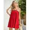 imageMakeMeChic Womens Casual Sleeveless Summer Cami Dress Ruffle Swing Shirred Mini Short DressRed