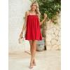 imageMakeMeChic Womens Casual Sleeveless Summer Cami Dress Ruffle Swing Shirred Mini Short DressRed
