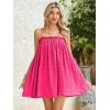 imageMakeMeChic Womens Casual Sleeveless Summer Cami Dress Ruffle Swing Shirred Mini Short DressRuffle Pink