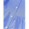 imageMakeMeChic Womens Gingham Plaid Dress Lantern Sleeve Ruffle Shift Dress Button Down Swing Tunic Mini DressesBlue