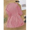 imageMakeMeChic Womens Gingham Plaid Dress Lantern Sleeve Ruffle Shift Dress Button Down Swing Tunic Mini DressesBurgundy