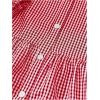 imageMakeMeChic Womens Gingham Plaid Dress Lantern Sleeve Ruffle Shift Dress Button Down Swing Tunic Mini DressesBurgundy