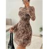 imageMakeMeChic Womens Leopard Print Dress Y2k Backless Mesh Bell Sleeve Mini Cheetah Print DressApricot