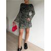 imageMakeMeChic Womens Leopard Print Dress Y2k Backless Mesh Bell Sleeve Mini Cheetah Print DressArmy Green