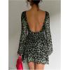 imageMakeMeChic Womens Leopard Print Dress Y2k Backless Mesh Bell Sleeve Mini Cheetah Print DressArmy Green