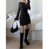 imageMakeMeChic Womens Leopard Print Dress Y2k Backless Mesh Bell Sleeve Mini Cheetah Print DressBlack Glitter