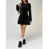 imageMakeMeChic Womens Leopard Print Dress Y2k Backless Mesh Bell Sleeve Mini Cheetah Print DressBlack Sparkly