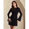 imageMakeMeChic Womens Leopard Print Dress Y2k Backless Mesh Bell Sleeve Mini Cheetah Print DressBlack Sparkly
