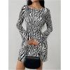 imageMakeMeChic Womens Leopard Print Dress Y2k Backless Mesh Bell Sleeve Mini Cheetah Print DressBlack and White