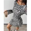 imageMakeMeChic Womens Leopard Print Dress Y2k Backless Mesh Bell Sleeve Mini Cheetah Print DressBlack and White
