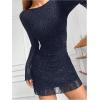 imageMakeMeChic Womens Leopard Print Dress Y2k Backless Mesh Bell Sleeve Mini Cheetah Print DressBlue Striped