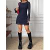 imageMakeMeChic Womens Leopard Print Dress Y2k Backless Mesh Bell Sleeve Mini Cheetah Print DressBlue Striped