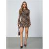 imageMakeMeChic Womens Leopard Print Dress Y2k Backless Mesh Bell Sleeve Mini Cheetah Print DressBrown Tiger Print