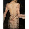 imageMakeMeChic Womens Leopard Print Dress Y2k Backless Mesh Bell Sleeve Mini Cheetah Print DressFloral Leopard Brown