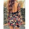 imageMakeMeChic Womens Leopard Print Dress Y2k Backless Mesh Bell Sleeve Mini Cheetah Print DressFloral Print